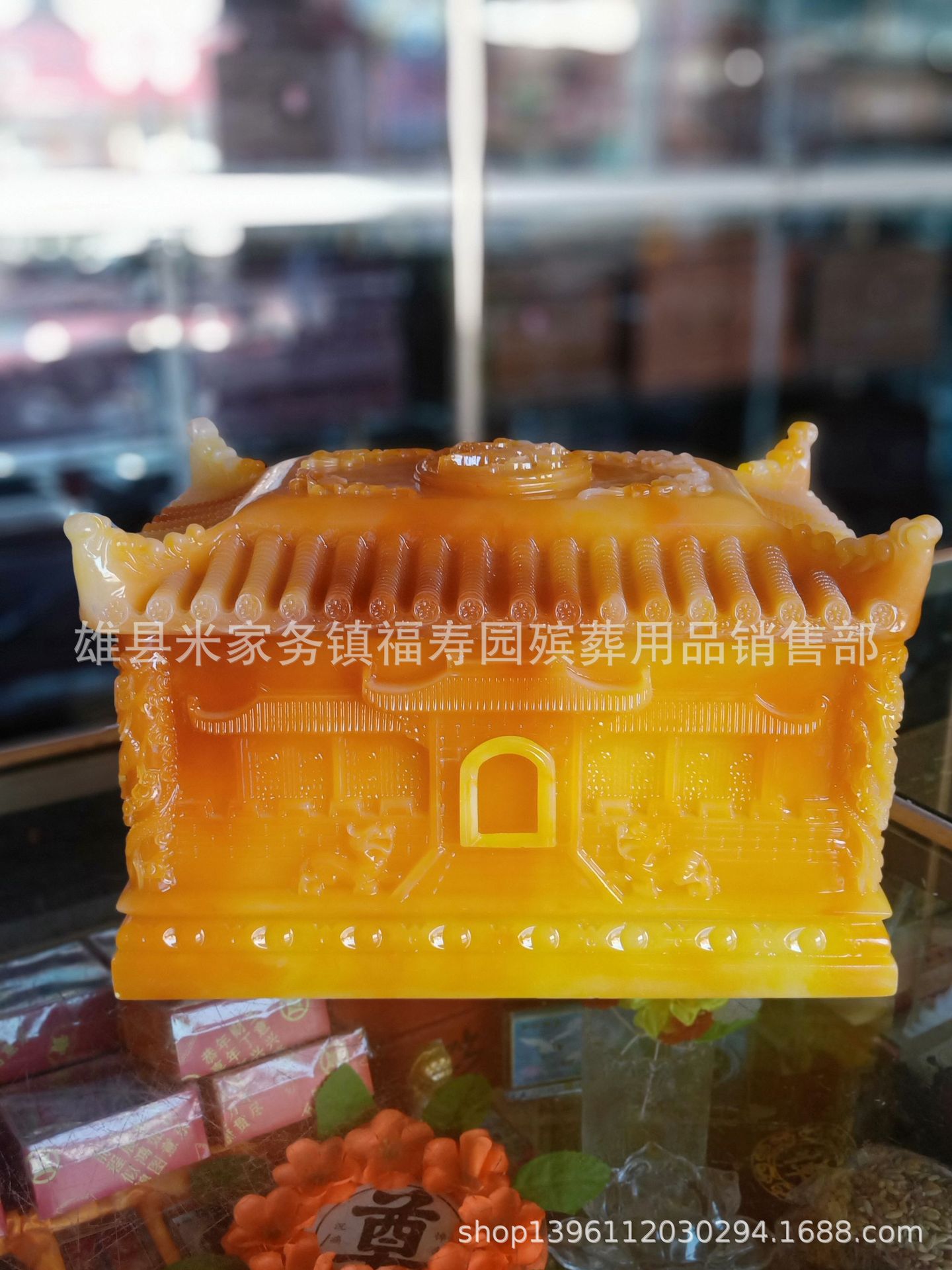 殡葬用品 树脂棺材 仿玉景秀 骨灰盒 密度板 鹤归自然五件套盖布