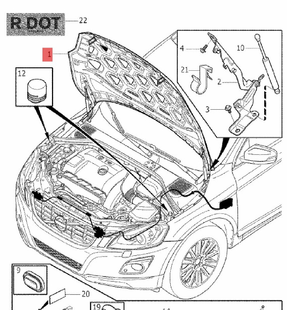 2014款xc60进口改款t5机盖引擎盖改装31335900原装款
