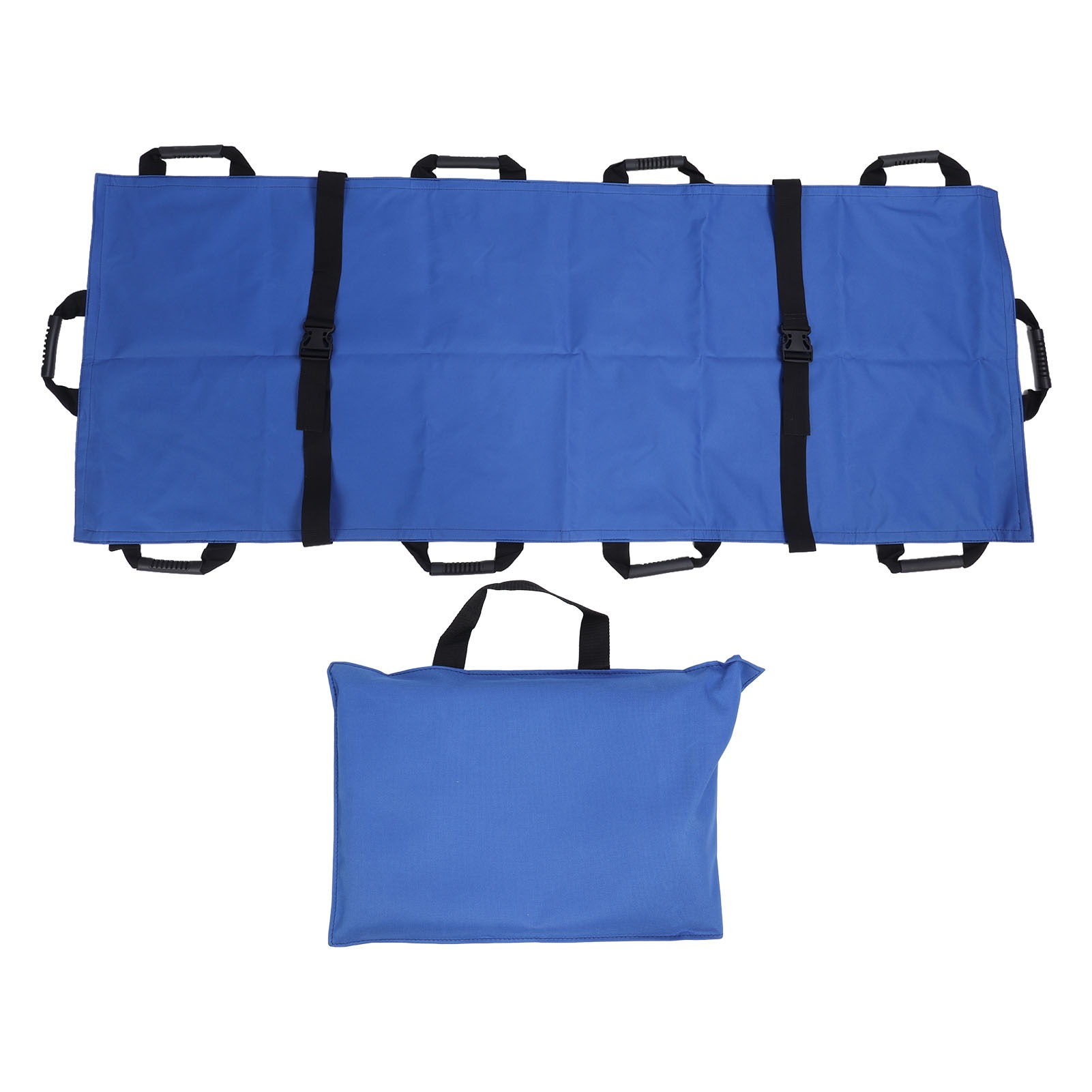 易携10个把手家用急救担架 小体积蓝色牛津布折叠软担架