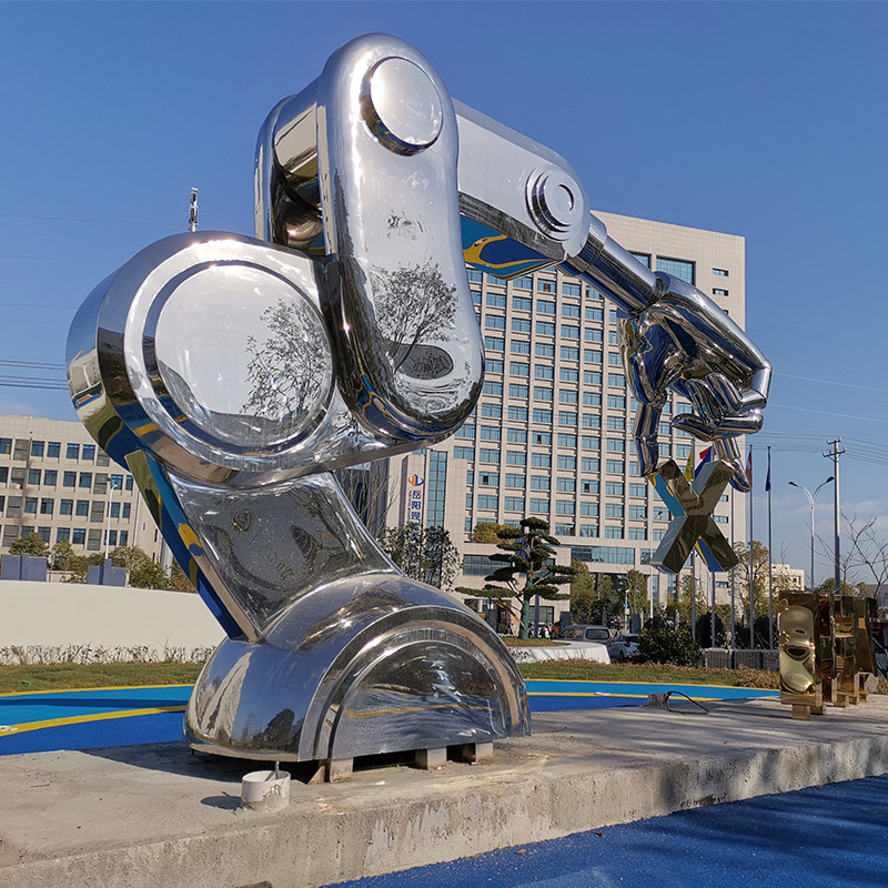 湖南长沙九岗文创大型工厂企业标志建筑不锈钢创意设计感地标雕塑