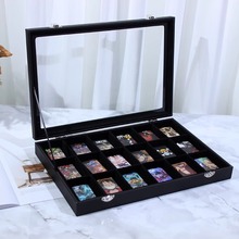 ZIPPO收纳煤油打火机火石收藏盒18格透明玻璃高档展示盒翻盖防尘