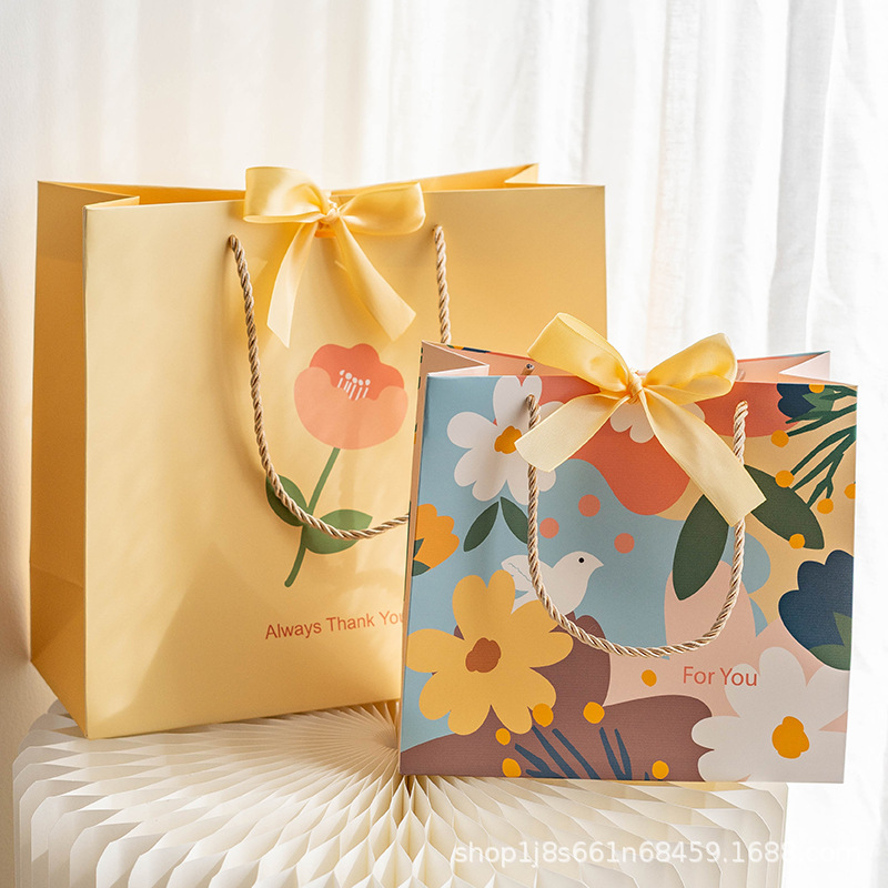 通用创意简约花礼品袋包装生日礼物纸手提袋送朋友礼袋可现货logo