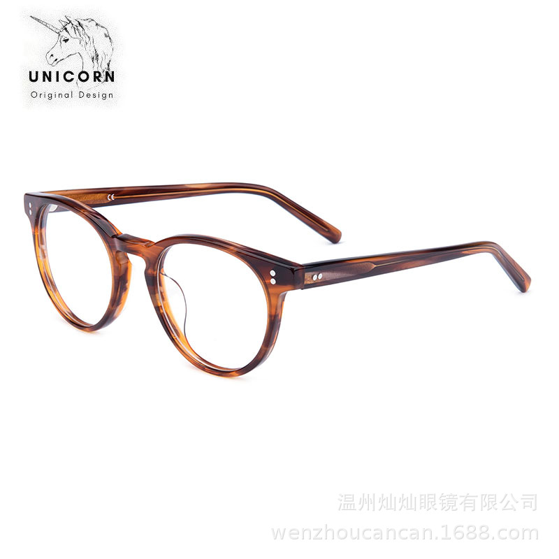 高档外销复古圆形小尺寸板材眼镜框 潮流玳瑁色醋酸盐光学架批发