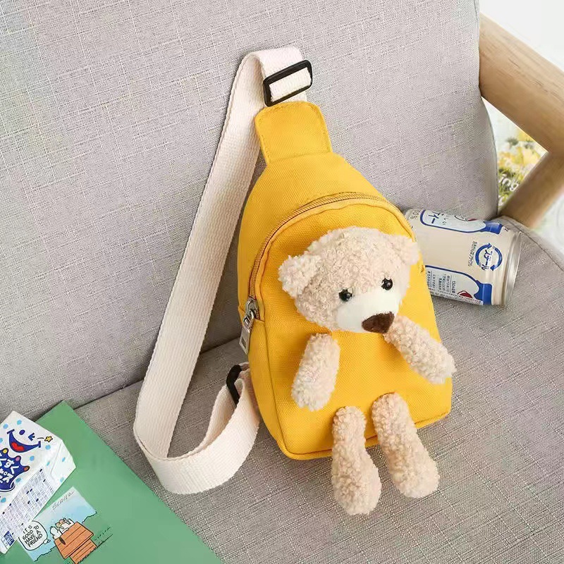 Children's Bag 2023 Spring New Crossbody Bag Cute Bear Chest Bag Boys and Girls Mini Canvas Bag Fashion Bags Wholesale