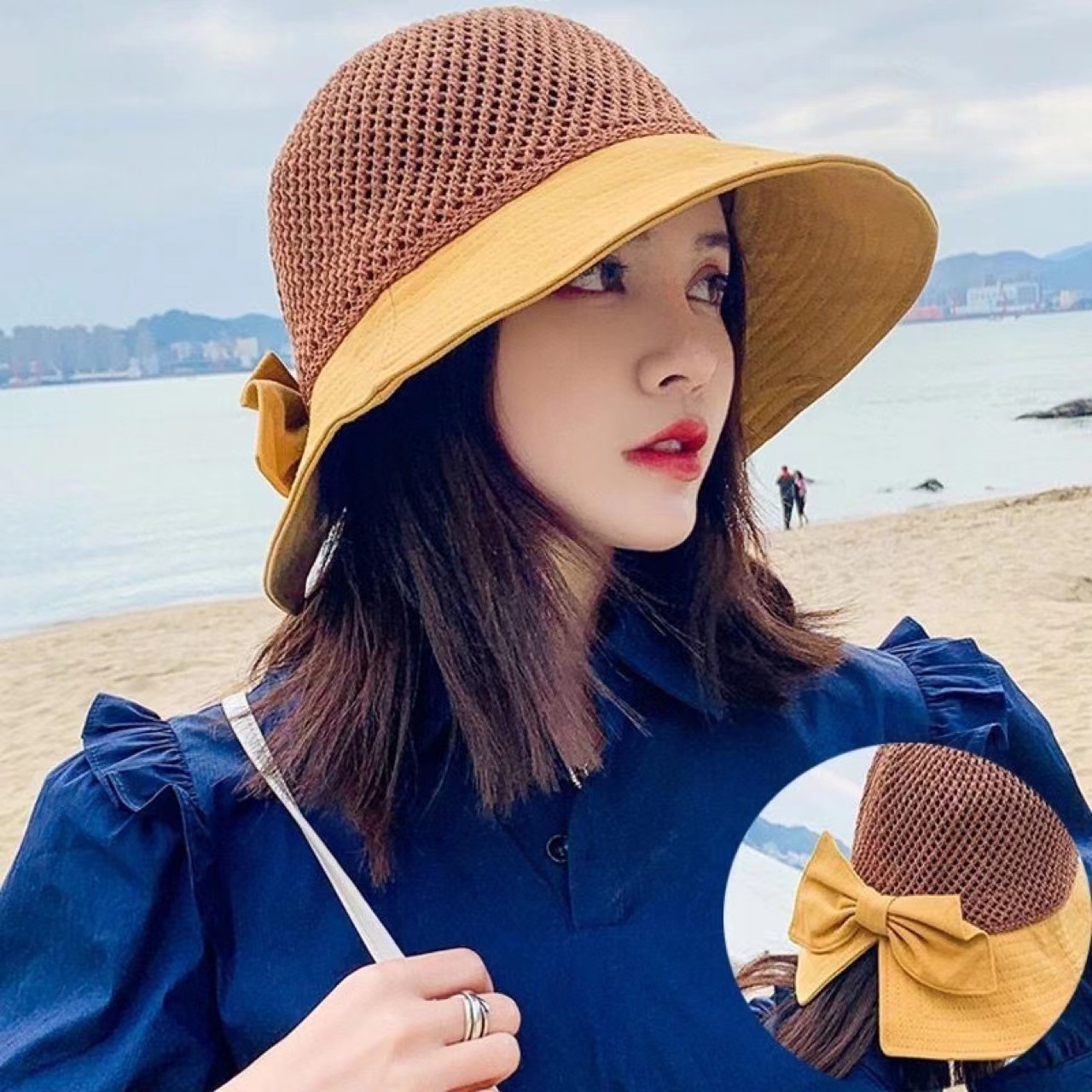 2022新款夏季防晒帽女士太阳帽女遮阳潮流时尚夏天薄款渔夫帽女