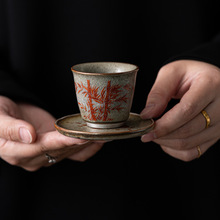 围炉煮茶陶瓷茶杯日式简约冰花釉茶杯主人杯单杯品茗杯功夫茶具