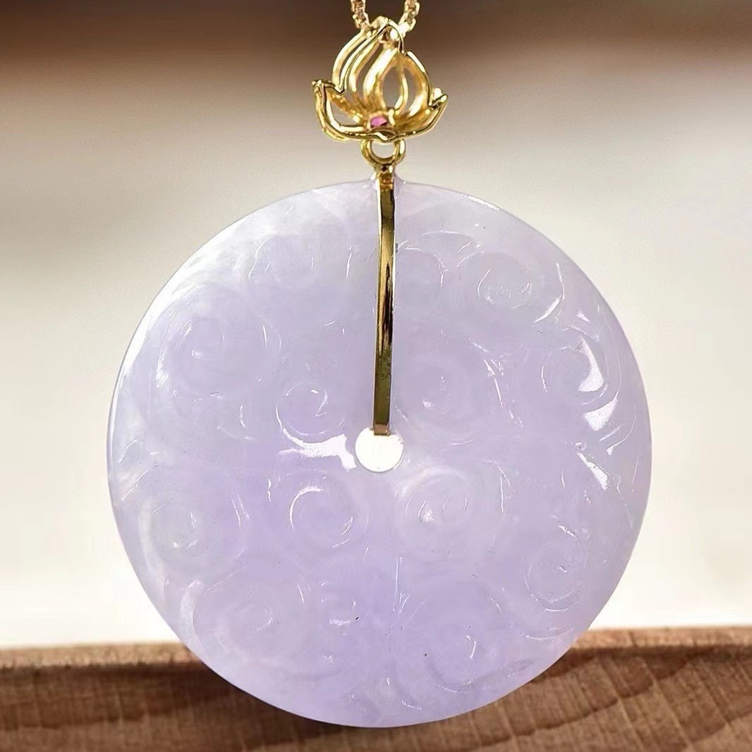 天然缅甸a货翡翠吊坠 冰种糯种平安扣如意花件吊坠-阿里巴巴