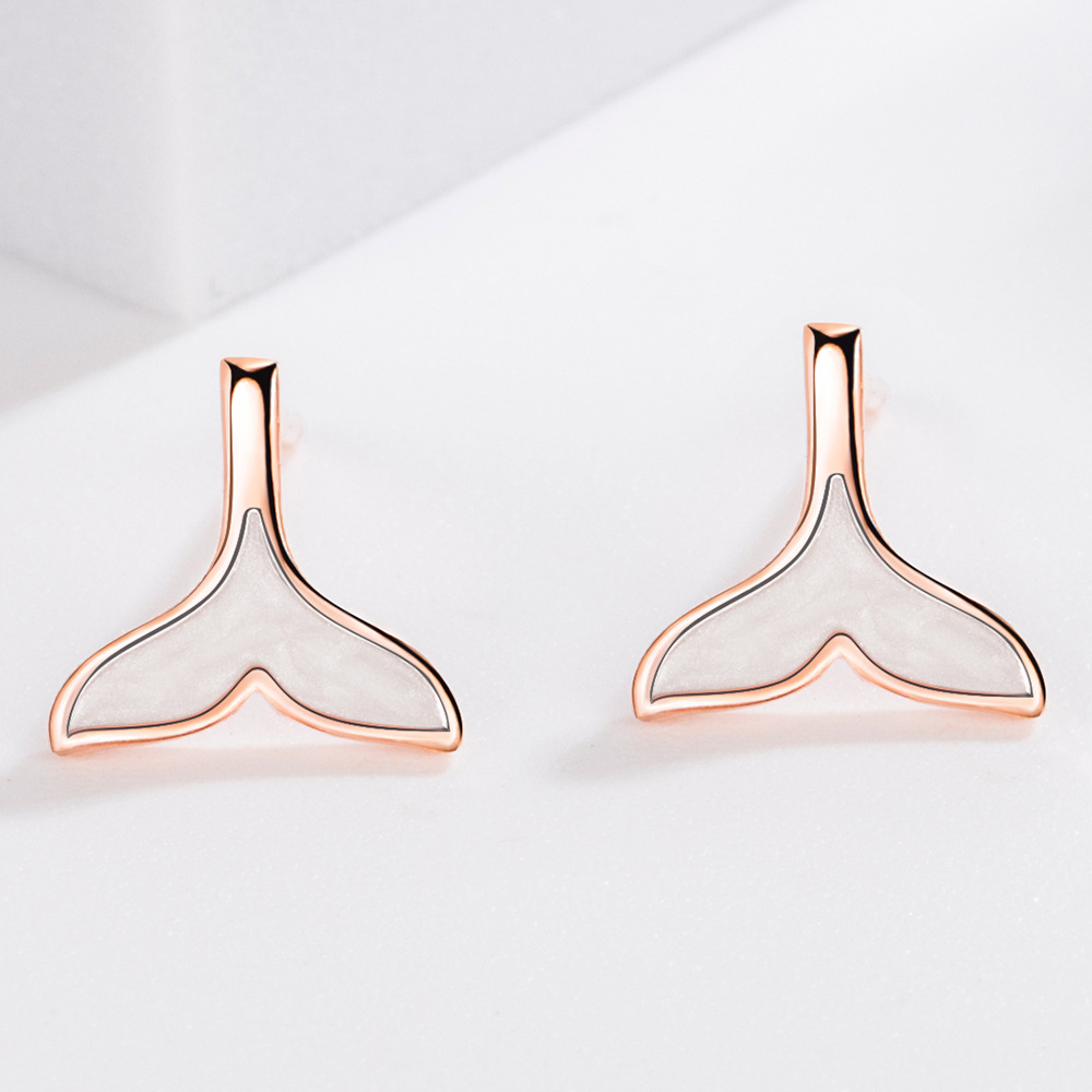 抖音快手时尚滴胶鱼尾耳饰女跨境小巧时尚气质耳饰美丽人鱼尾耳钉