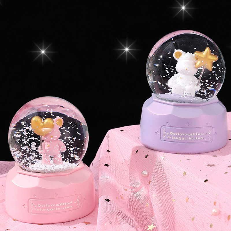 40 Creative Glow Crystal Ball Cute Doll Children‘s Toy Ornaments Birthday Gift for Boys and Girls Snowflake Ball