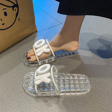 高档透明水晶拖鞋夏季居家女浴室洗澡软底防滑防臭时尚水晶鞋批发