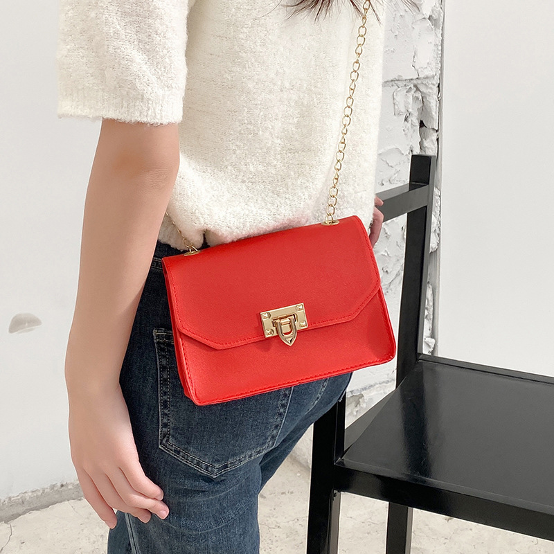 Bags Fashion Simple Chain Small Square Bag Urban Japanese and Korean New Plain Shoulder Crossbody Female Mini Phone Bag