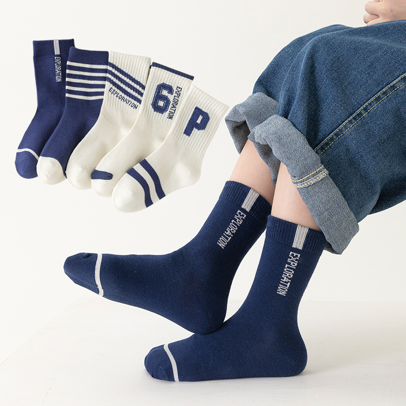 Socks Boy‘s Socks Medium and Large Children‘s Striped Sports Cotton Socks Warm Baby‘s Socks Autumn and Winter Children‘s Socks One Piece Dropshipping