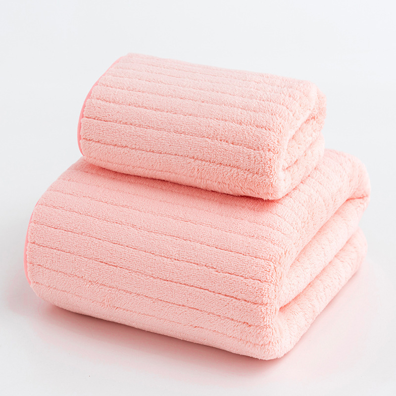 Plain Towel Set Bath Towels Customizable Wheat Pineapple Plaid Stripes Water-Absorbing Quick-Drying Coral Fleece Covers