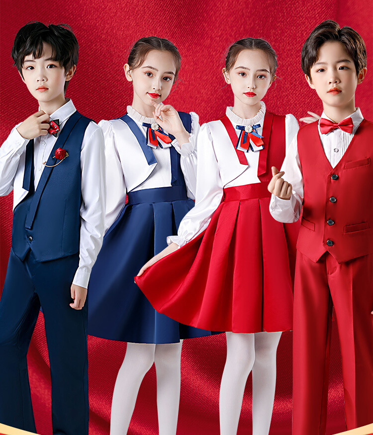 枫彩六一儿童合唱演出服中小学生朗诵比赛爱国服装大合唱礼服女童