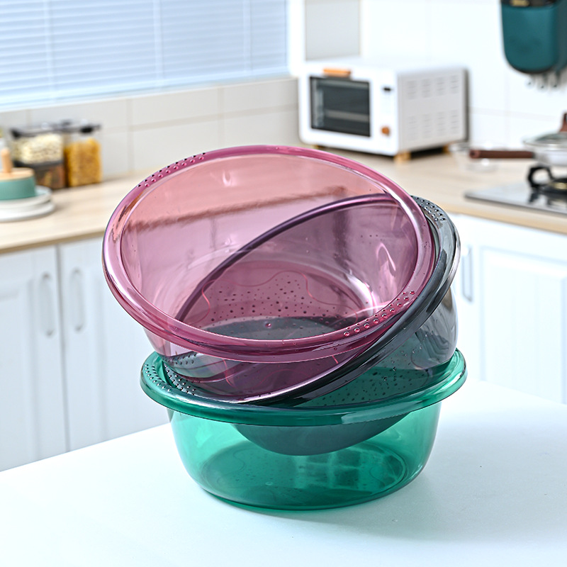 雅鑫家用塑料脸盆pet材质透明脸盆收纳脸盆 洗衣脸盆厨房洗菜盆