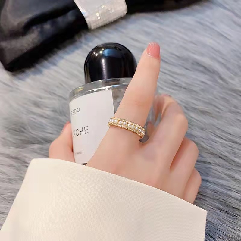 Design Pearl Ring Fashion Personality High Sense Ins Internet Influencer Cold Style Japanese Temperament Entry Lux Ring
