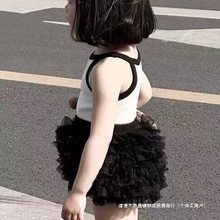 2024夏季新款女宝宝吊带上衣蛋糕裙两件套可爱女童蓬蓬裙套装