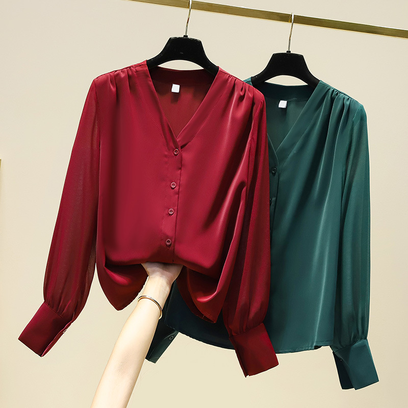 厚雪纺衬衫碎花