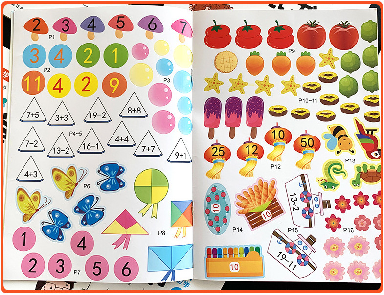 儿童蒙氏数学贴纸书全套6本2-6岁幼儿园宝宝学前智力开发贴贴画