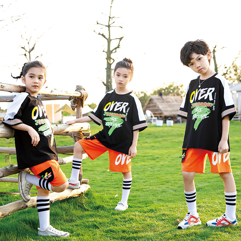 儿童套装夏季幼儿园园服毕业照表演班服嘻哈街舞队服小学生两件套