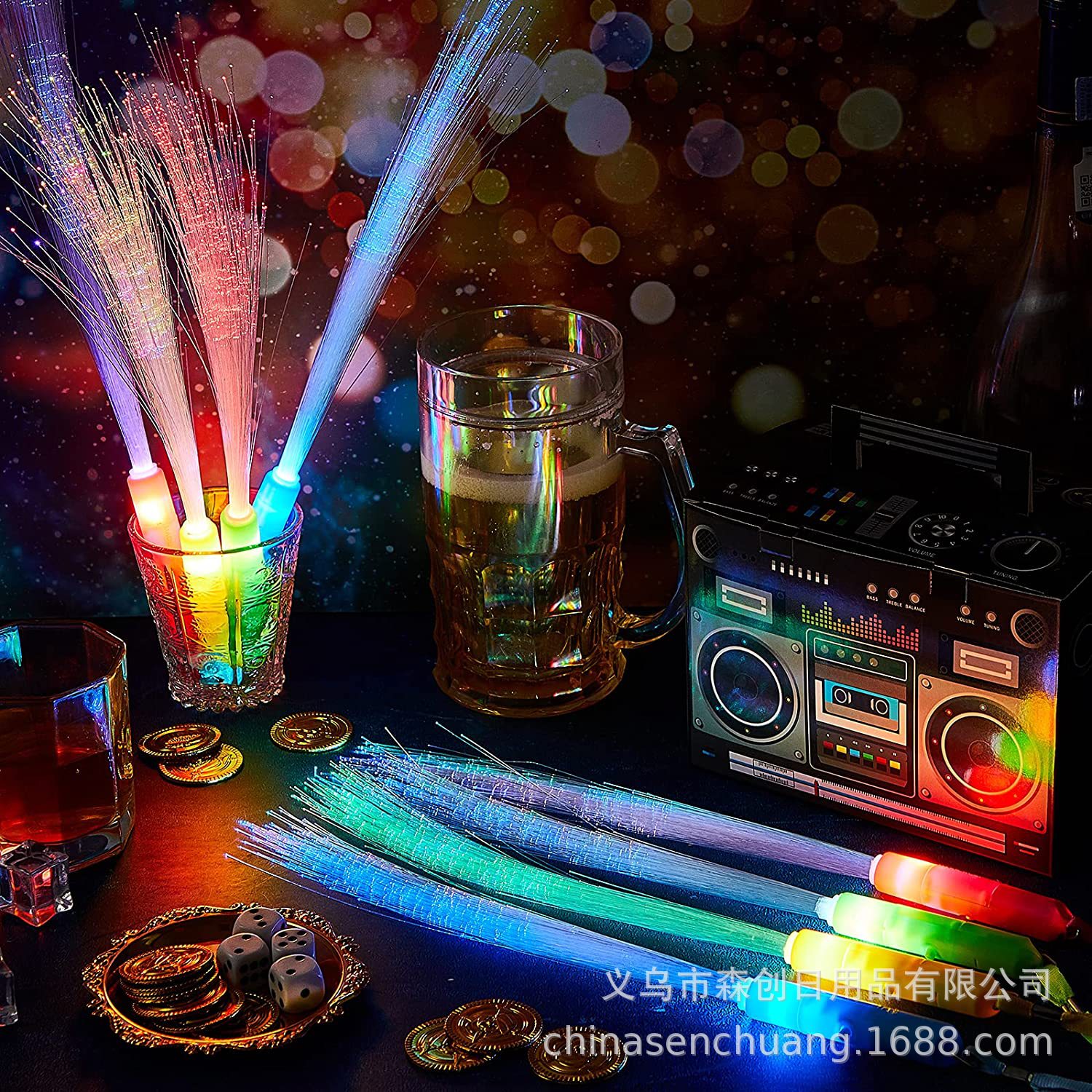 LED Fiber Optic Stick Children's Toys Luminous Color Glow Stick Concert Wild Yingguang Dance Props Wholesale