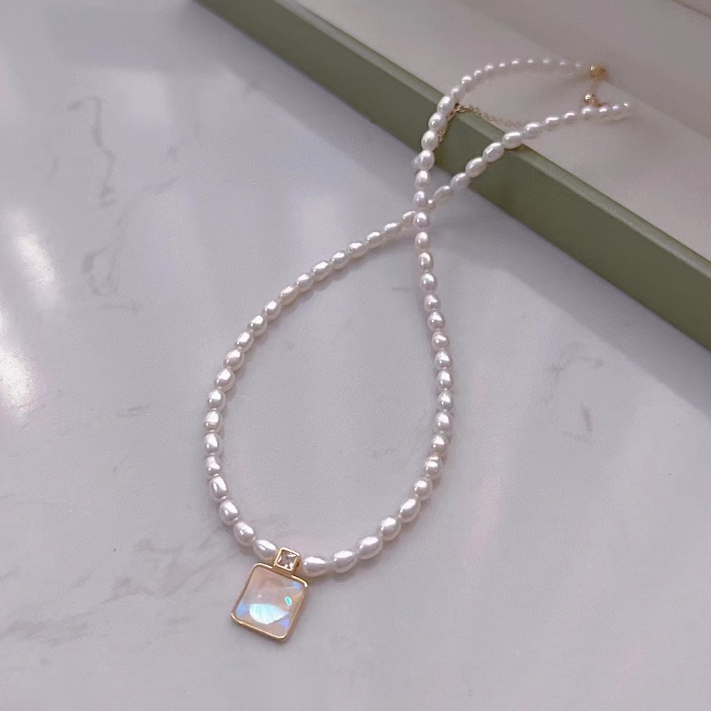 淡水珍珠小米珠锁骨链 5mm高品质米形珍珠项链-阿里巴巴