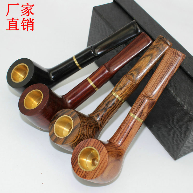 烟斗全木咬嘴小号铜烟锅批发直柄两用过滤烟斗烟具男士实木烟丝斗