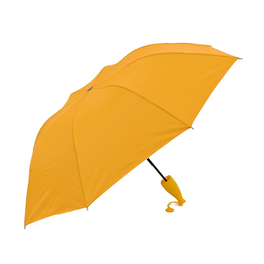 Banana Umbrella Rainproof 8-Bone Silver Glue Folding Umbrella Lightweight Sun Protection Tri-Fold Fruit Umbrella Customized Foreign Trade Umbrella Wholesale