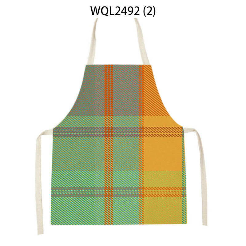 Halter Linen Sleeveless Apron Japanese Style Home Kitchen Antifouling Apron Simple Line Work Half-Length Apron Wholesale