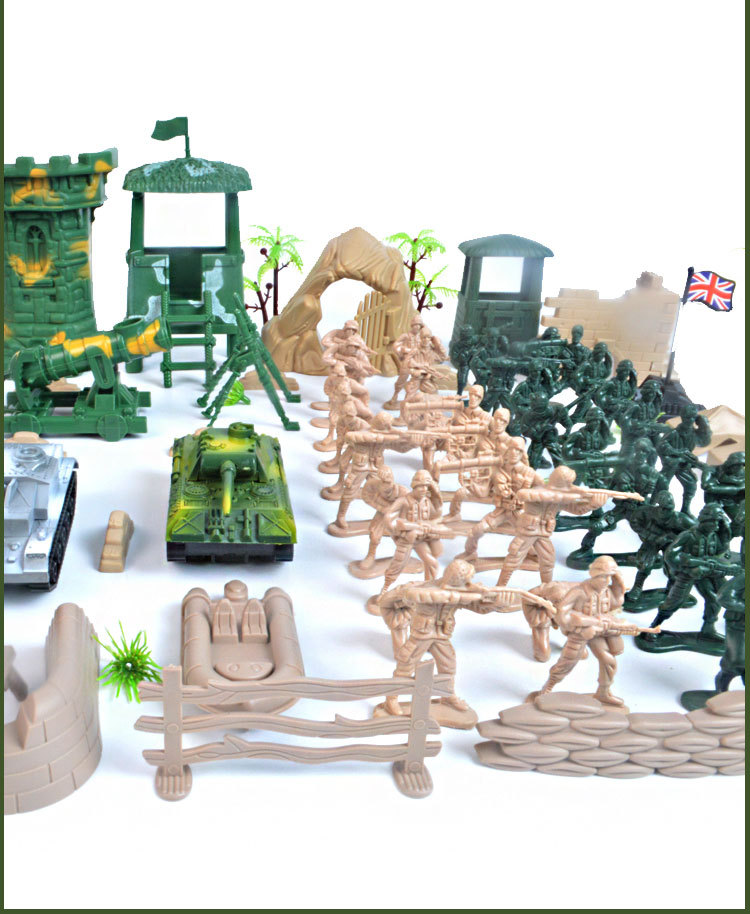 二战坦克士兵军事模型 100件套军事场景拼装军事兵人模型沙盘玩具