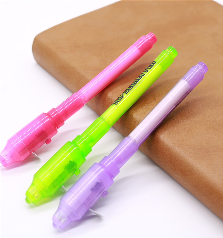 led紫外线隐形灯笔 隐形荧光墨水笔带绝缘片 吸卡包装字体消失笔