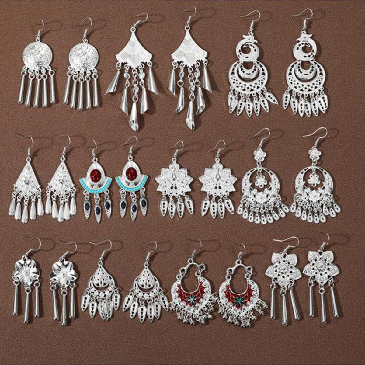ethnic minority style miao silver tassel earrings retro personality yunnan miao summer long tassel earrings female earrings