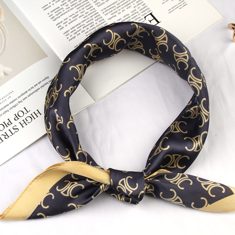 Silk Scarf 70 Small Square Towel Square Women's Elegant Artificial Silk Printing Professional Matching Decoration Arm Bag Korean Hair Band