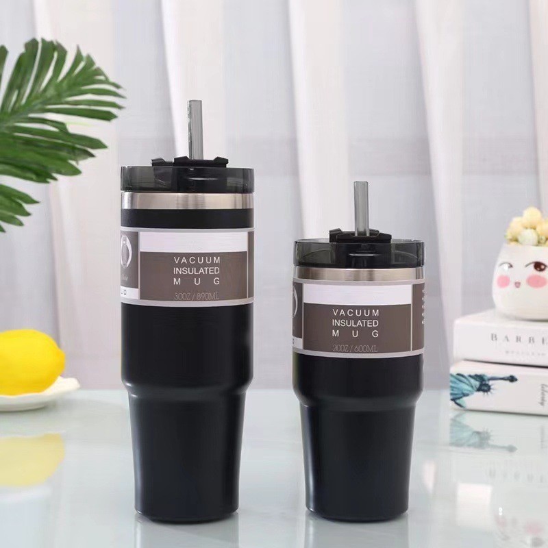 Cross-Border 304 Stainless Steel Travel Cup Double-Layer Thermos Cup Vacuum Cup Large Ice Cup Car Portable Coffee Cup Wholesale