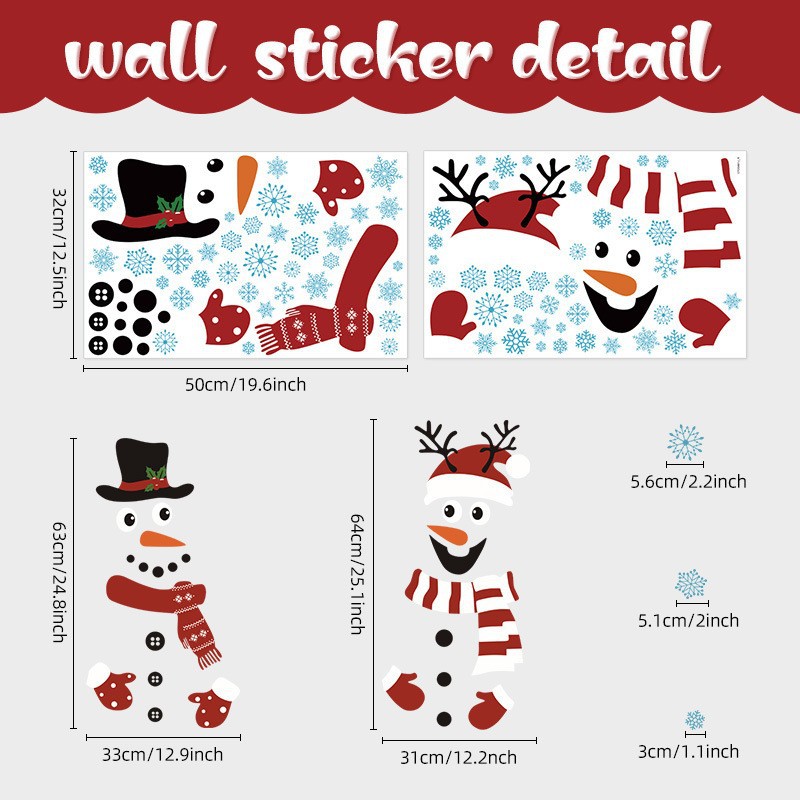 Christmas Wall Stickers Snowman Expression Refrigerator Door Sticker Self-Adhesive Pvc Holiday Party Glass Window Decals Party Stickers