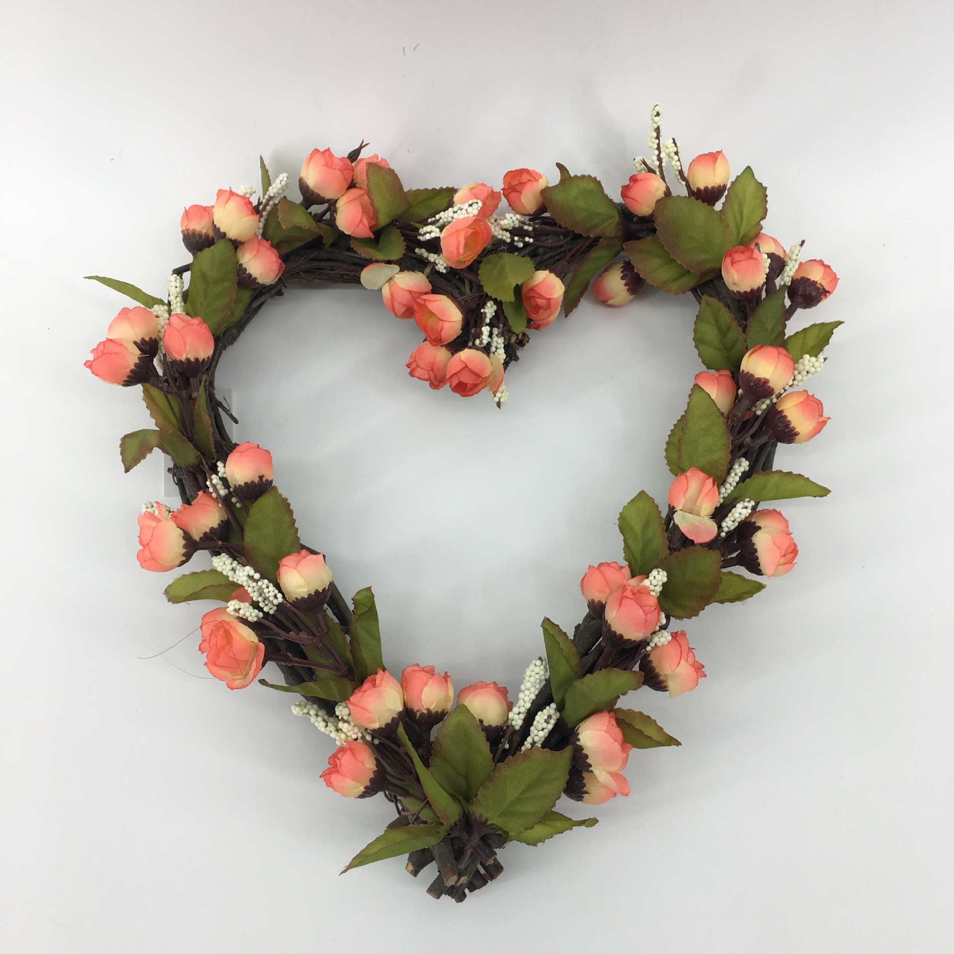 仿真森系花环跨境春天门饰45cm心形情人节花环