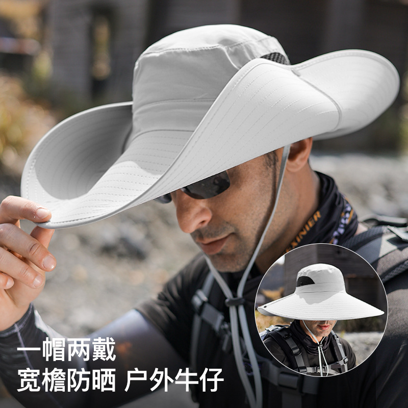 Hat Men Bucket Hat Quick-Drying Sun Hat Outdoor UV-Proof Sun-Proof and Breathable Mountaineering Fishing European and American Xmz78