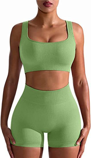 New European and American Tight Seamless Yoga Suit Women's Peach Yoga Bra Sports Vest High Waist Workout Shorts