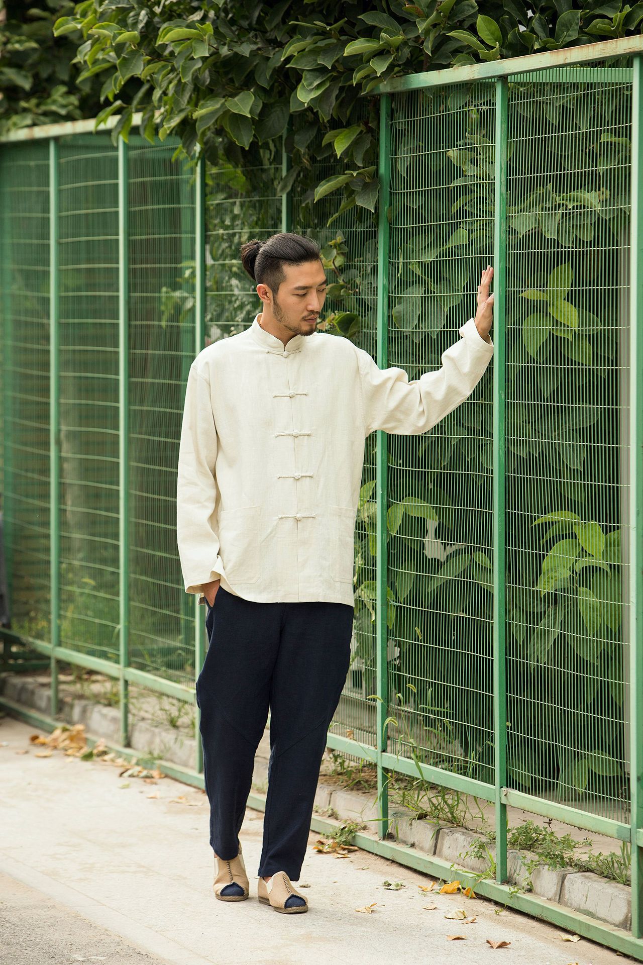 2021春季新品 麻对襟衣 中国风复古苎麻休闲长袖唐装纽扣装饰