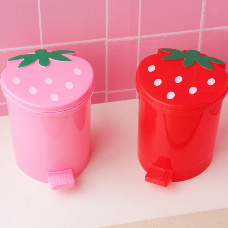 卡通车载草莓桶塑料桶桌面垃圾桶迷你批发家用厨房客厅收纳桶纸篓