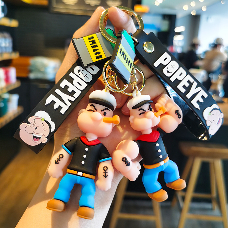 Popeye Cartoon Cute Anime PVC Keychain Toy Bag Bag Charm Accessories Pendant Wholesale Key Chain