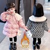 children Feather cotton 2021 winter new pattern baby Chessboard grid coat girl Western style lattice Children's clothing