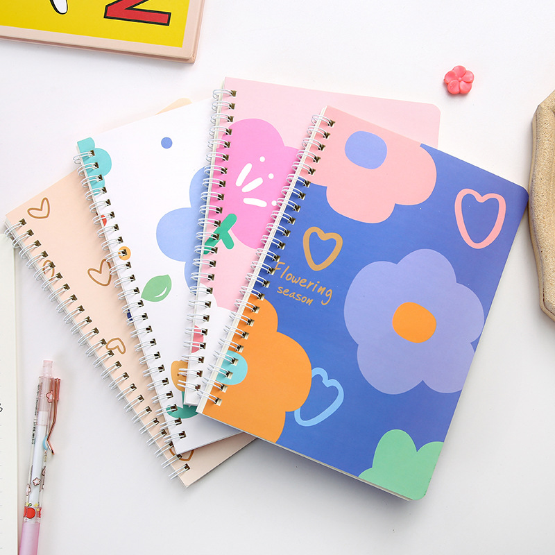 Korean Style Ins Cute Sweet A5 Coil Notebook Student Fresh Notepad Journal Book Cartoon Loose-Leaf Notebook