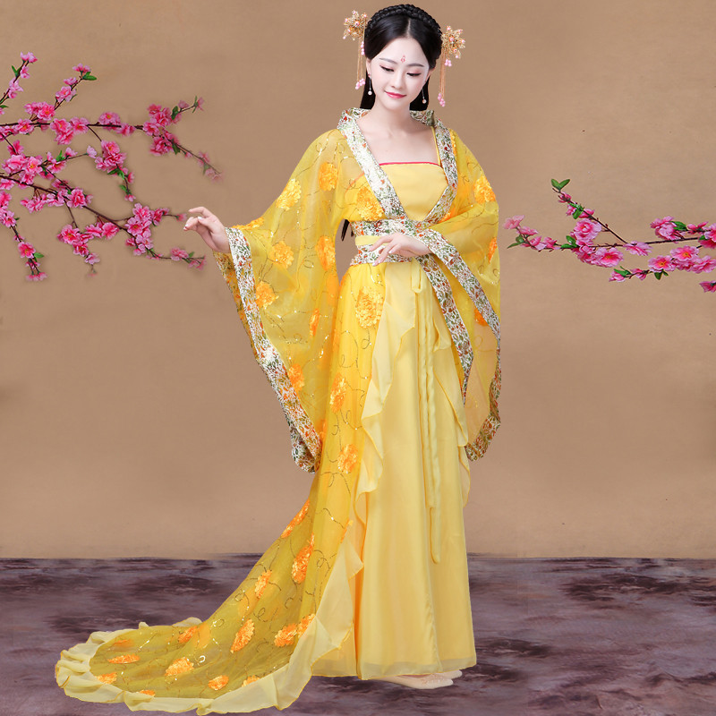 古装演出服服装女拖尾改良汉服唐朝皇后公主舞台贵妃走秀摄影春秋