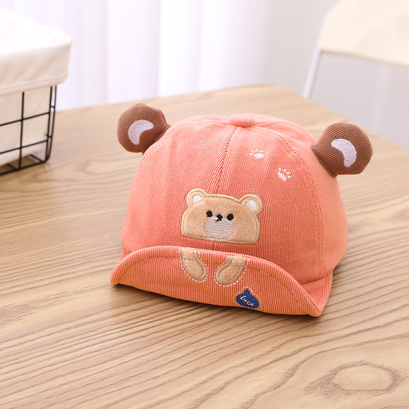 Autumn and Winter Cute Cartoon Bear Hat New Thickened Warm Soft Brim Baseball Cap Flanging Children's Hat Wholesale