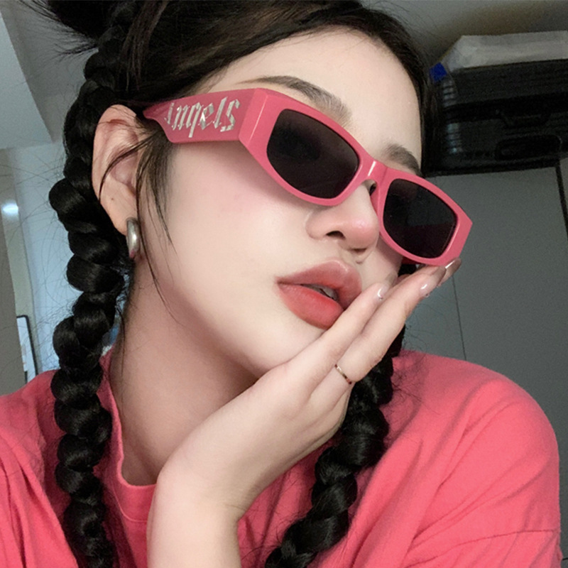 new pink small frame sunglasses women‘s high-grade european and american cross-border letter sunglasses men‘s square personalized retro glasses