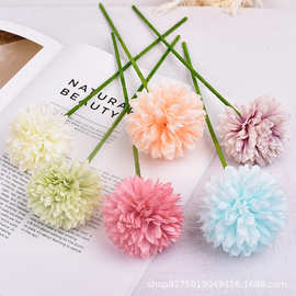 仿真花球菊花头乒乓菊家居婚庆DIY头饰手工材料圆形装饰花墙材料