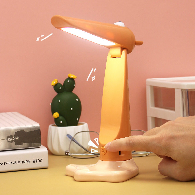 Mini Cute Bear Folding Desk Lamp Mobile Phone Holder Led Small Night Lamp Cartoon Desktop Folding USB Rechargeable Learning Lamp