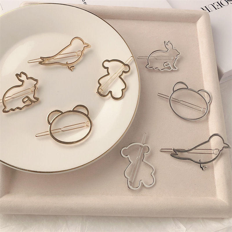 Personalized Minority Design Sense French Bird Hairpin Girl's Broken Hair Bear Clip Rabbit Alloy Hair Clips Hair Accessories