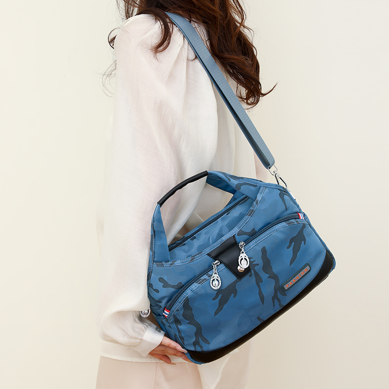 简约时尚手提包迷彩女士大容量牛津布妈妈单肩斜挎包